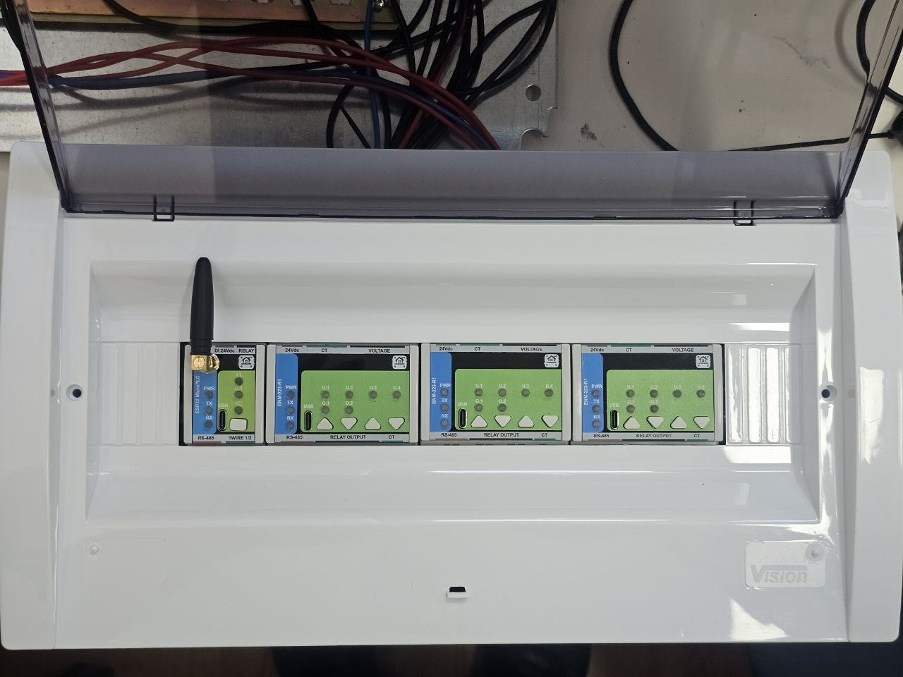 The CT leads are the only thing that crosses between the metering enclosure and the board.