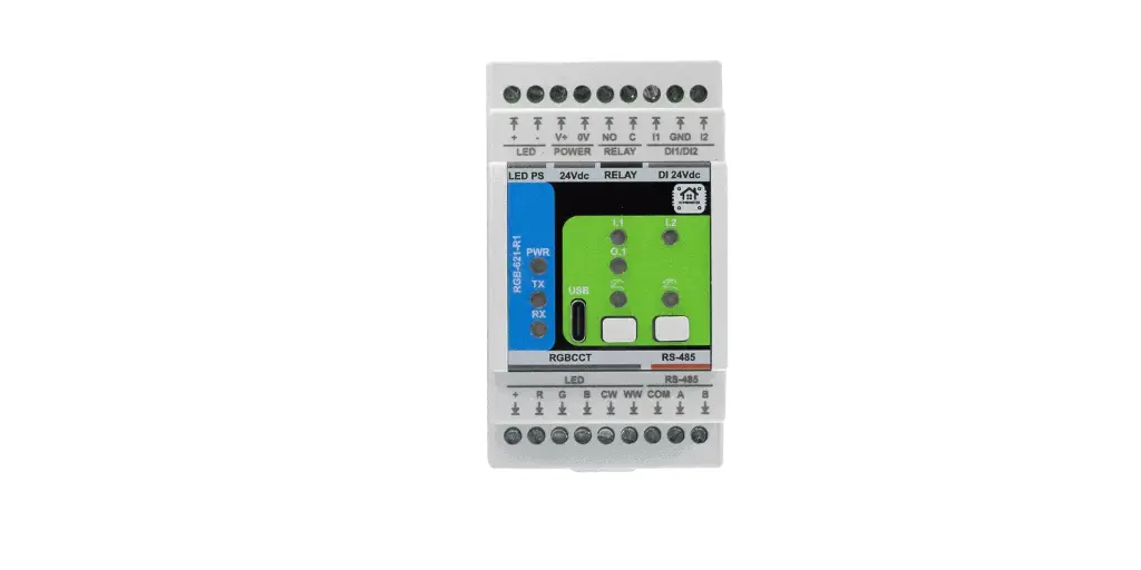 HomeMaster RGB-621-R1 — Modbus RGBCCT LED Controller, 5 Channels
