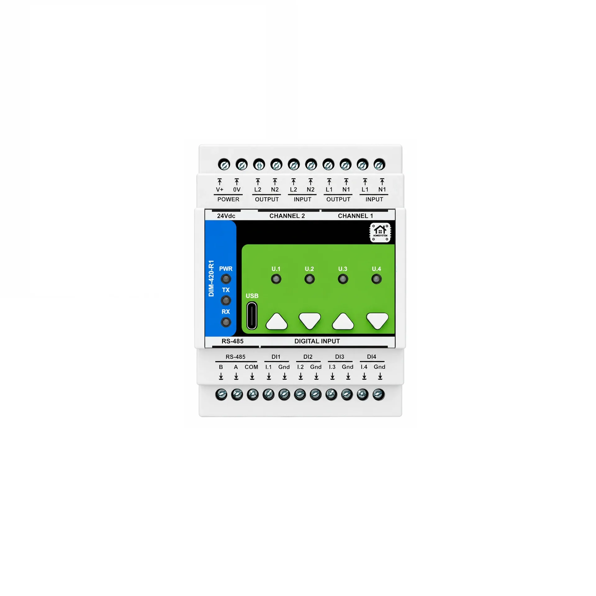 [HM-DIM-420-R1] HomeMaster DIM-420-R1 — Modbus AC Dimmer, 2-Channel MOSFET