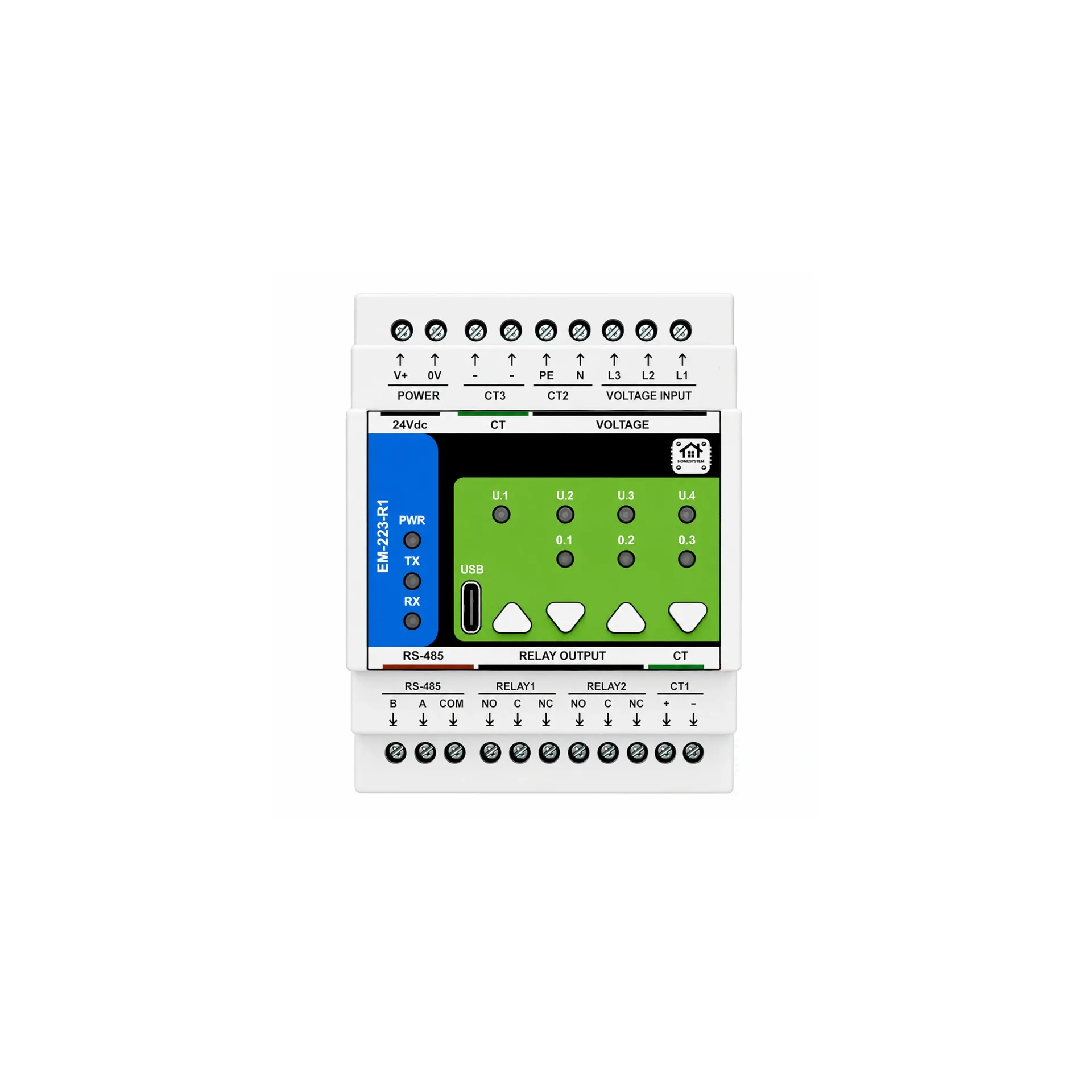 [HM-ENM-223-R1] HomeMaster ENM-223-R1 — 3-Phase Energy Meter, Modbus, DIN-Rail